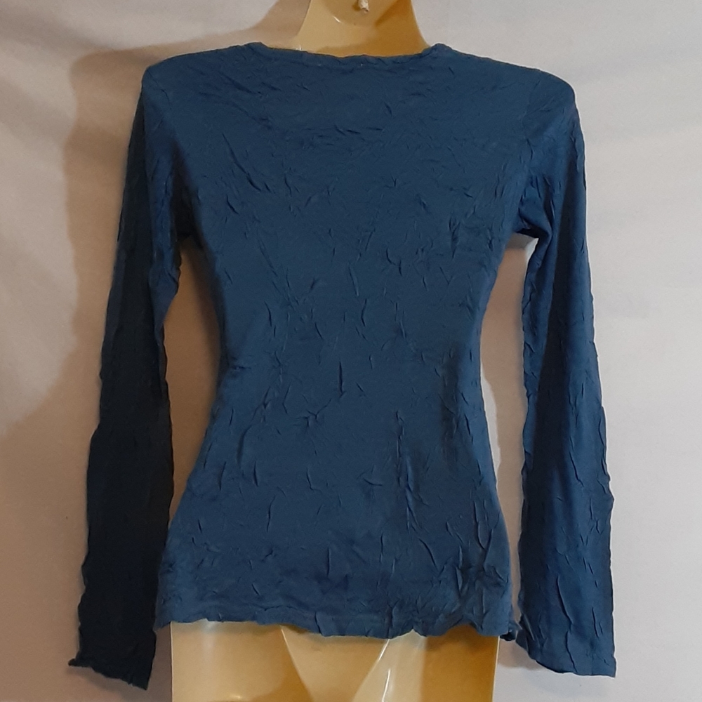 Kisca by Komarov Y2K Womens XS Top Queen For A Day Blue Crinkle Knit - Picture 5 of 8